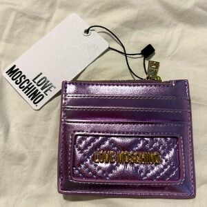 Love Moschino quilted lavender card case wallet
